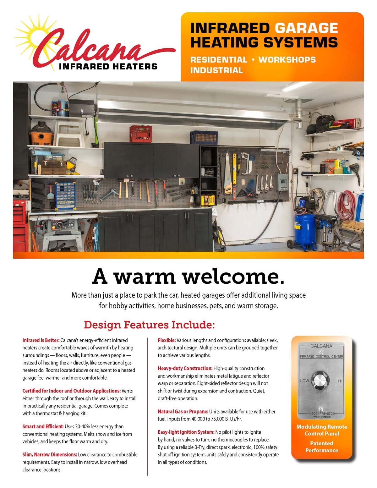 Calcana CAL Series Garage Heater Brochure Cover Page